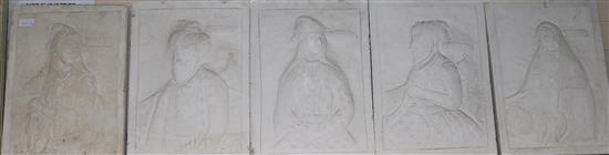 Five plaster plaques of Persian rulers